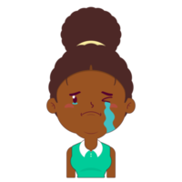 afro femme pleurs visage dessin animé mignonne png