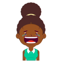 afro femme pleurs visage dessin animé mignonne png