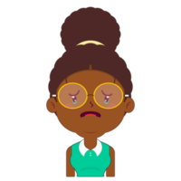 afro femme pleurs visage dessin animé mignonne png