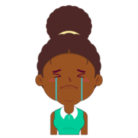 afro mujer llorando cara dibujos animados linda png