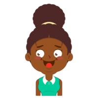 mulher afro cara feliz desenho animado fofo png