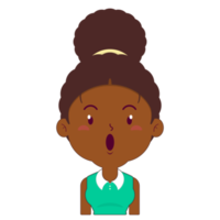 femme afro surpris visage dessin animé mignon png