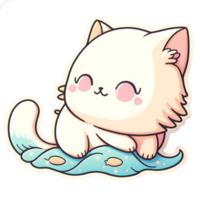 gato adesivo kawaii estilo ilustração png