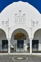 Famous Orthodox Metropolitan Cathedral Church of Candlemas of The Lord in Fira, Santorini island, Cyclades, Greece photo