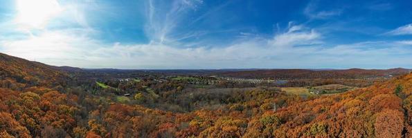 Aerial view of peak foliage in New Jersey during autumn time. photo