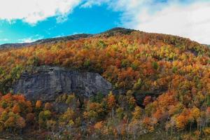 pico otoño follaje en afilado, nuevo York por cascada lago. foto