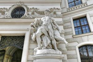 Heracles and Cerberus by Anton Paul Wagner  1834-1895  at Hofburg. Mikhailovsky wing in Michaelerplatz square  St. Michael's square  in Vienna, Austria. photo