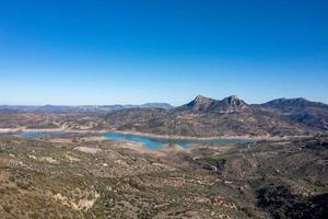 Blue lake in Zahara de la Sierra in Sierra de Grazalema natural park, Cadiz province, Malaga, Andalusia, Spain photo