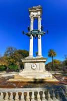 Beautiful garden in springtime landscape in Seville, Andalusia, Spain. Christopher Columbus Monument in Jardines de Murillo near Real Alcazar de Sevilla. photo