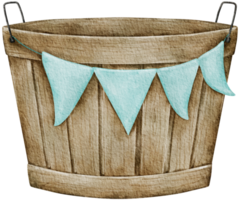 Spring flower pot watercolor vintage bucket hand painted png