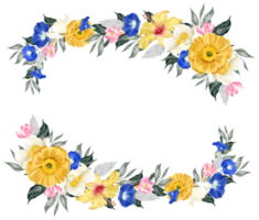 primavera floral ramo de flores acuarela azul y amarillo flor floreciente png