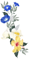 Frühling Blumen- Strauß Aquarell Blau und Gelb Blume Blühen png
