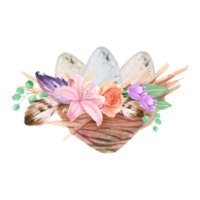 Birdhouse with spring flower watercolor png