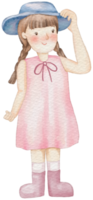 primavera ragazza cartone animato personaggio acquerello png