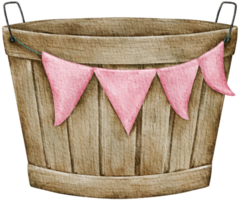 Spring flower pot watercolor vintage bucket hand painted png
