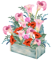 primavera floral acuarela con Clásico Cubeta png