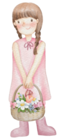 primavera ragazza cartone animato personaggio acquerello png