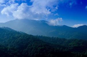 mountain ranges and hills covered by evergreen cold rain-forests mountain range at the west of thailand photo