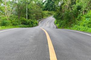 Countryside road with trees on both sides,Curve of the road photo