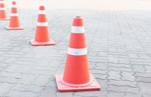 Traffic cone on the road photo