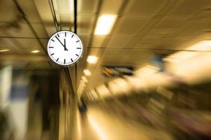 clock blurred ,conceptual image of time running or passing away effect  zoom out alarm clock to movements photo