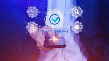 Quality Assurance Control Standards, Standards and Certification Concepts, Guaranteed Quality Guaranteed Service Standard Internet Technology Business Concept. photo