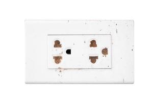 Old  electrical outlet isolated on white background photo