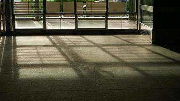 Architecture details floor concrete wall Modern building with shadows in the daytime photo