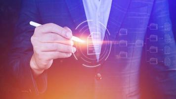 Document Management System DMS, Online documentation database and process automation to efficiently manage files, knowledge and documentation enterprise with ERP. Corporate business technology. photo
