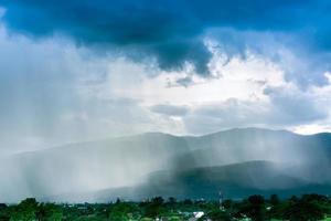 Beautiful landscape nature view mountains and town with a rainy day at northern Thailand photo