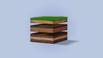 Isometric Soil Layers diagram, Cross section of green grass and underground soil layers beneath, stratum of organic, minerals, sand, clay, Isometric soil layers photo