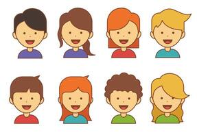 Kids Avatar Icons Free Vector