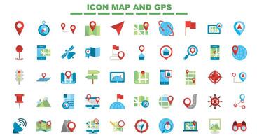 Map and GPS icon set Free Vector
