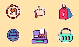 E-commerce sticker icons doodle coloring vector