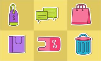 E-commerce sticker icons doodle coloring vector