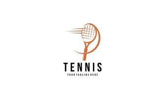 Tennis racket and ball logo design vector