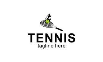 Tennis racket and ball logo design vector