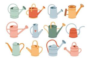 Watering Can Spring Set. Scrapbook design elements in vector. Vector illustration