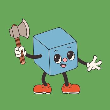 DND Dice for Board games in old classic cartoon style, groovy RPG dice for table game vector