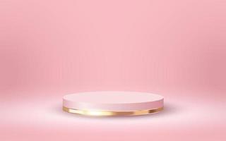 Luxury 3d Podium for Empty Cosmetic Products Show Scene on Soft Pink Background vector