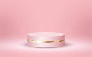 Luxury 3d Podium for Empty Cosmetic Products Show Scene on Soft Pink Background vector