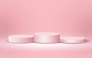 lujo 3d podio para vacío cosmético productos espectáculo escena en suave rosado antecedentes vector