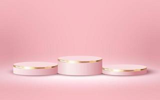 Luxury 3d Podium for Empty Cosmetic Products Show Scene on Soft Pink Background vector