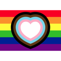 Happy pride month concept horizontal banner with heart and pride color flag. Pride month or pride day poster, flyer, invitation party card design template. png