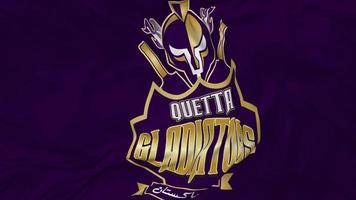 Quetta Gladiators Cricket Team Seamless Looping Flag Waving Background, Pakistan Super League Looped Cloth Texture Slow Motion, 3D Rendering video