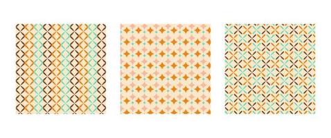 Mid century modern patterns set. Geometric colorful backgrounds for bedding, tablecloth, oilcloth or other textile design in retro style vector