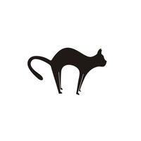 Cat stretching silhouette logo design template isolated on white background vector