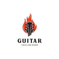 fuego fuego guitarra logo diseño inspiración vector
