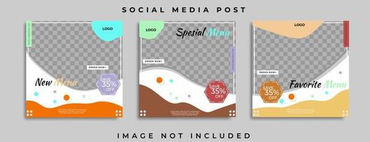 culinary food social media post template promotion for menu banner frame vector