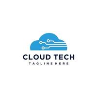 Cloud tech connect logo design vector template icon